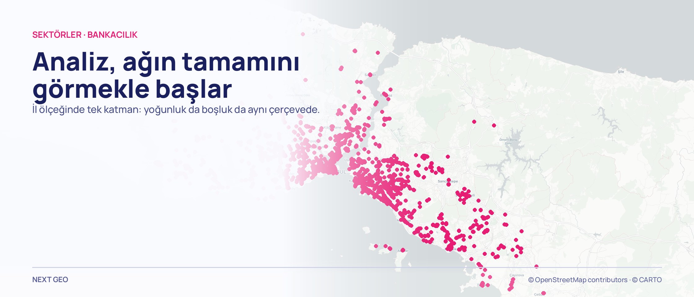 Açık gri İstanbul il haritasında, kıyı hattı boyunca kalınlaşan pembe nokta kütlesi.