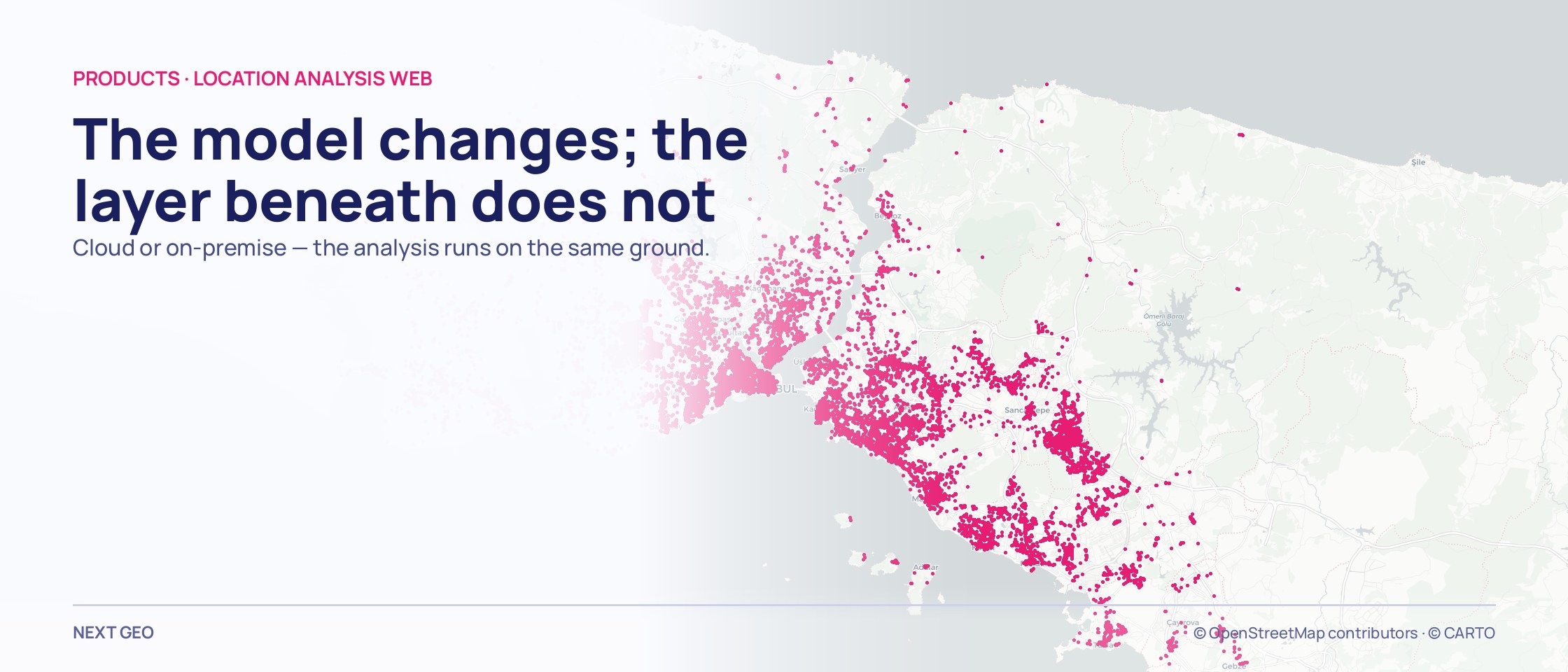 A dense pink dot texture covering a map of İstanbul, unbroken on both sides of the water.