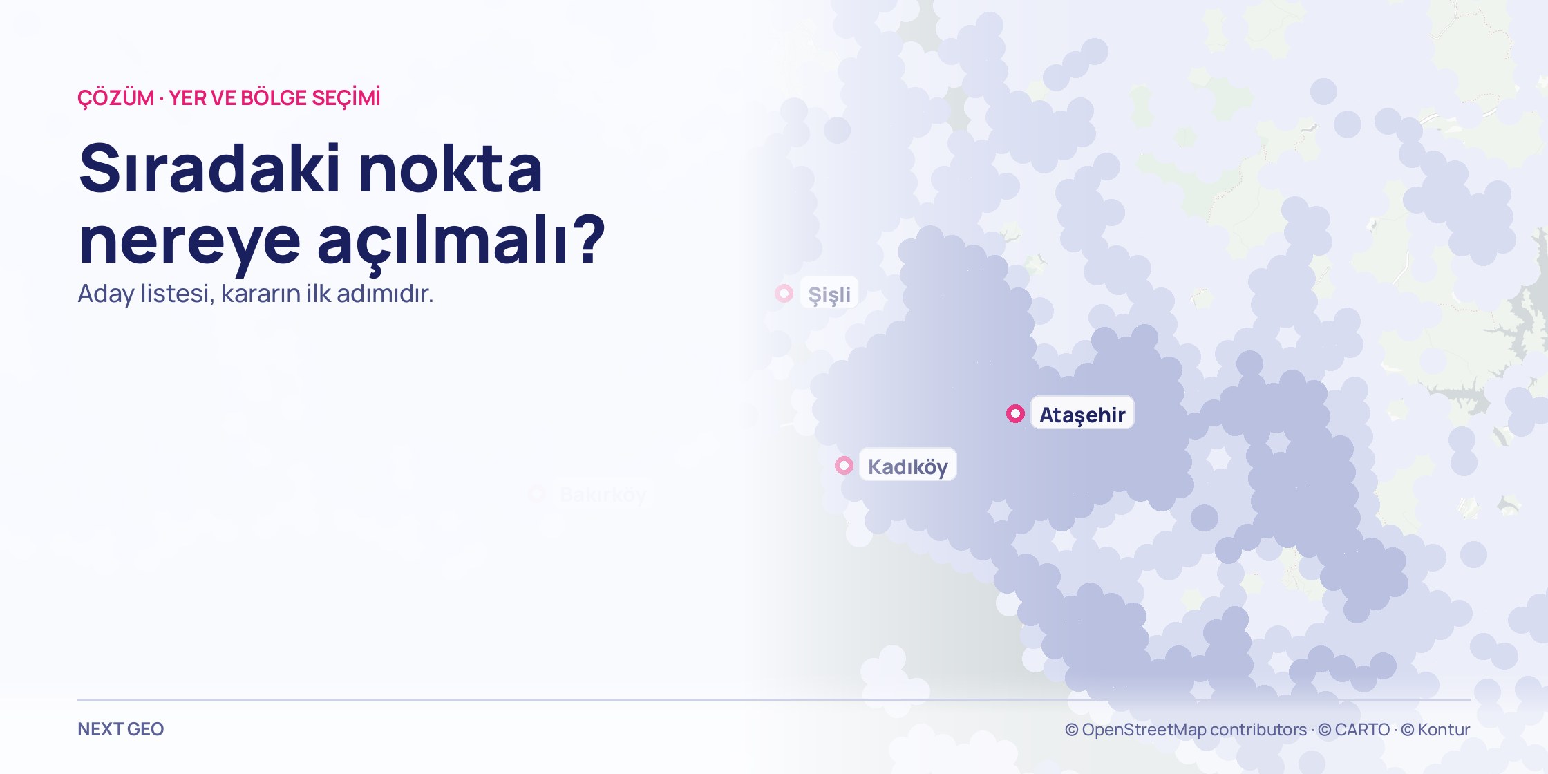Açık gri İstanbul haritası, soluk mavi nüfus dokusu üzerinde adlandırılmış aday noktalar.