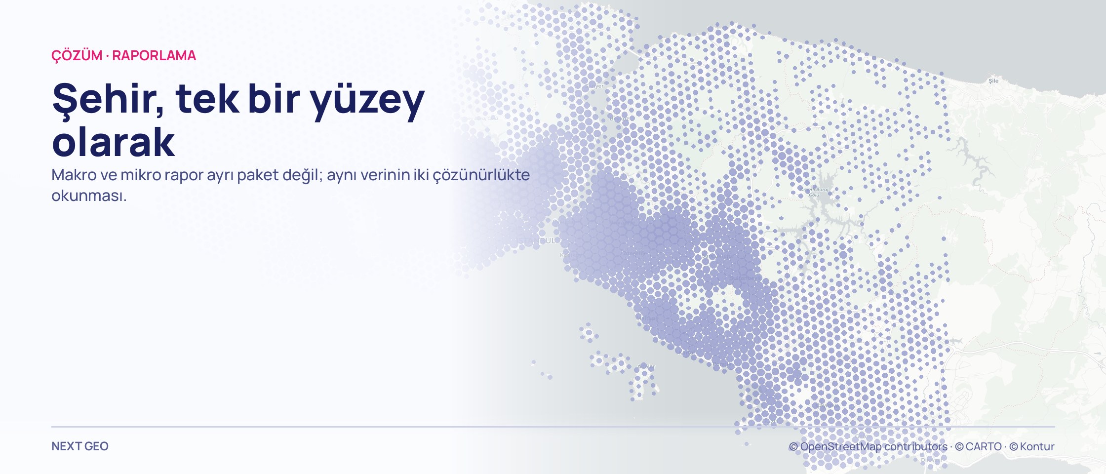 İstanbul haritasında, kalabalığına göre büyüyen soluk mor dairelerden oluşan nüfus dokusu.